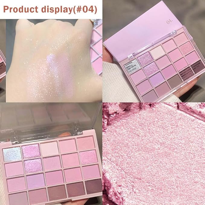 20Colors Light Purple Pink Nude Basics Matte Eyeshadow Palette,Eye Shadow Travel Makeup Palette all in one Long Lasting Waterproof,Great for Travel Gift Kit