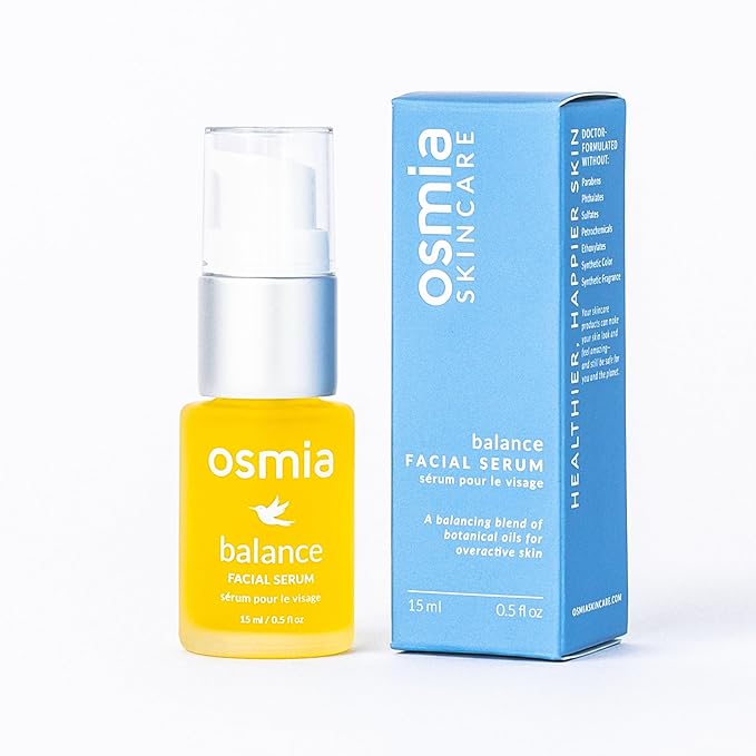 Osmia Skincare - Natural Balance Facial Serum | Black Cumin, Rosehip, Lavender, + Geranium Oils | Soothe, Hydrate, Smooth | Clean Beauty For Healthy Skin (0.5 fl oz | 15 ml) Packaging May Vary