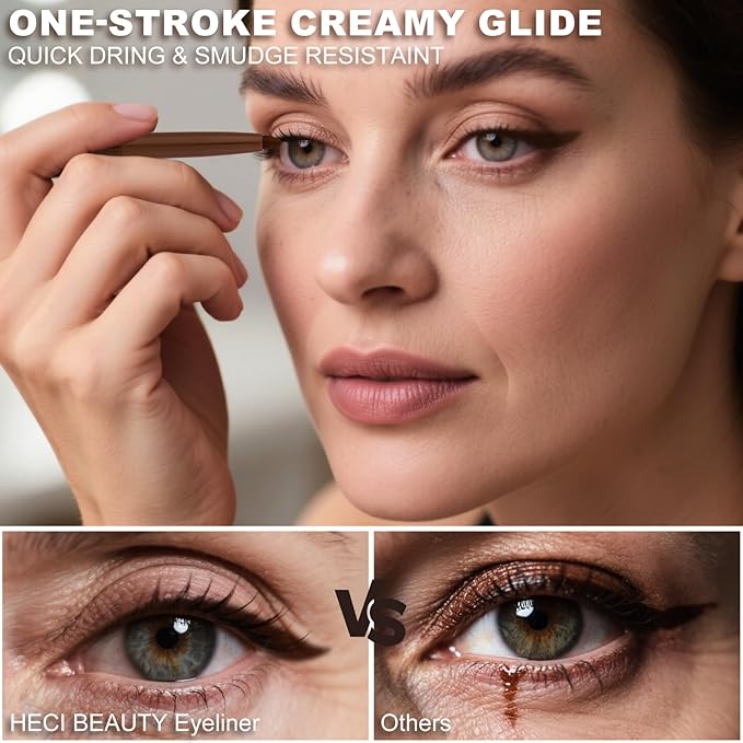 Sharpenable Gel Eyeliner Pencil, Multi-Use Longwear Eyeliner Pencil, Ultra-Smooth Tip Eye Makeup with Up to 24HR Wear, Waterproof & Smudge-Proof - Brown