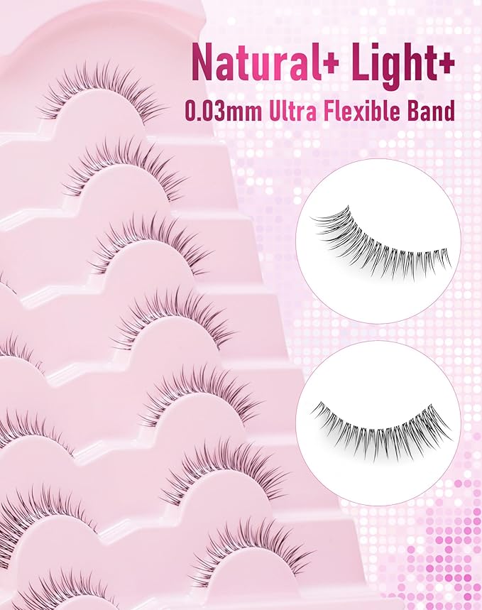 Frihappy Natural Eyelashes Short Wispy False Lashes C Curl HP-70