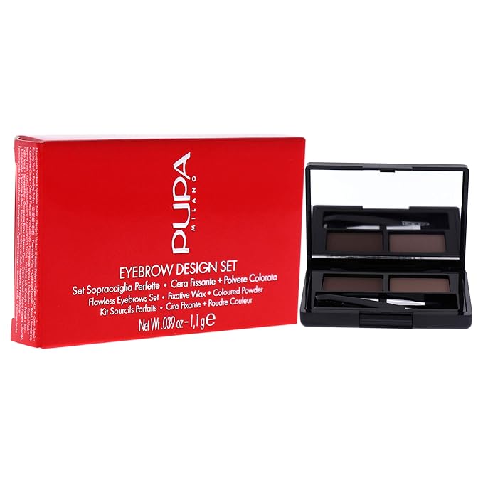 Eyebrow Design Set - 002 Brown by Pupa Milano for Women - 0.039 oz Eyebrow Powder