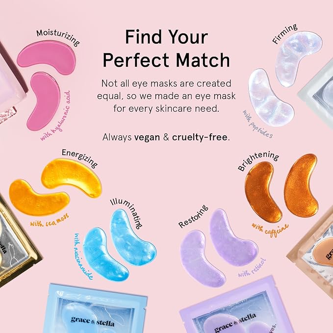 grace & stella Award Winning Under Eye Mask - Travel Size Toiletries - Bridal Shower Gifts - Gel Eye Patches for Dark Circles, Puffy Eyes, Wrinkles, Undereye Bags - Vegan - Self Care (6 Pairs, Gold)