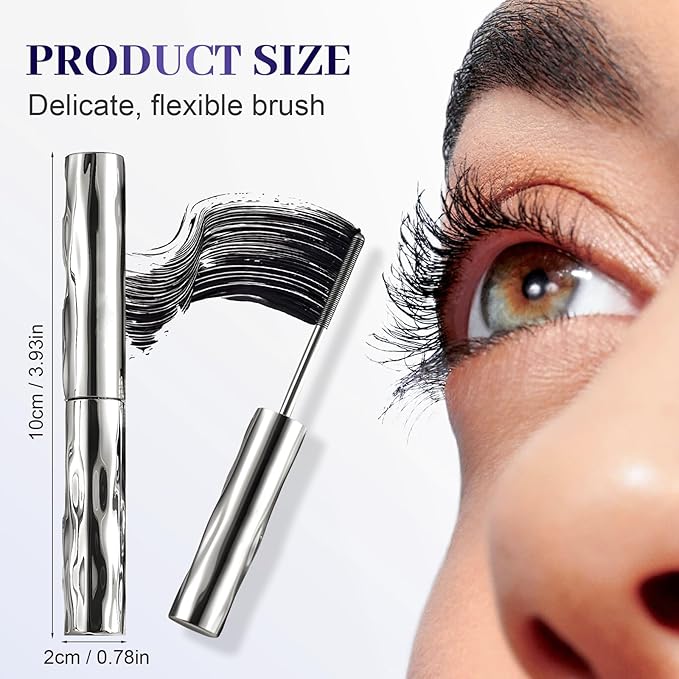 Waterproof Quick Drying Curling Mascara, Upgrade 3D Curling Metal Wands Mascaras Black, Iron Wand Mascaras Metal Mascara Wand No Flaking, No Clumping (A-1Pcs)