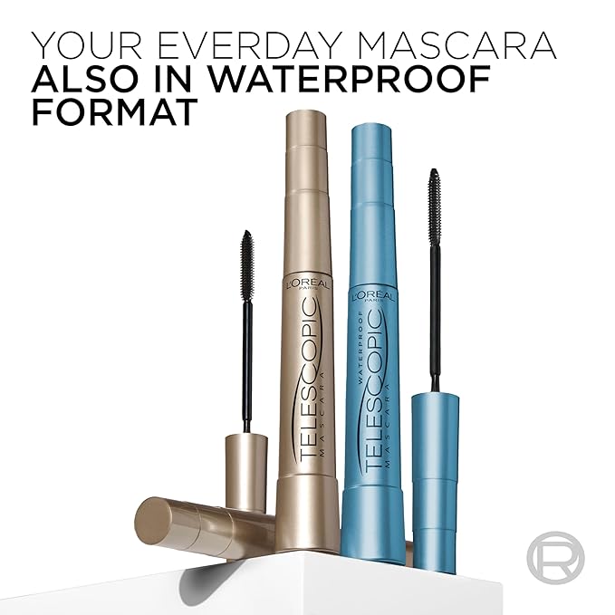 L'Oreal Paris Makeup Telescopic Original Lengthening, Lash Separating Mascara with Dual Precision Brush, Washable, Black Brown, 0.27 Fl Oz., 1 Count