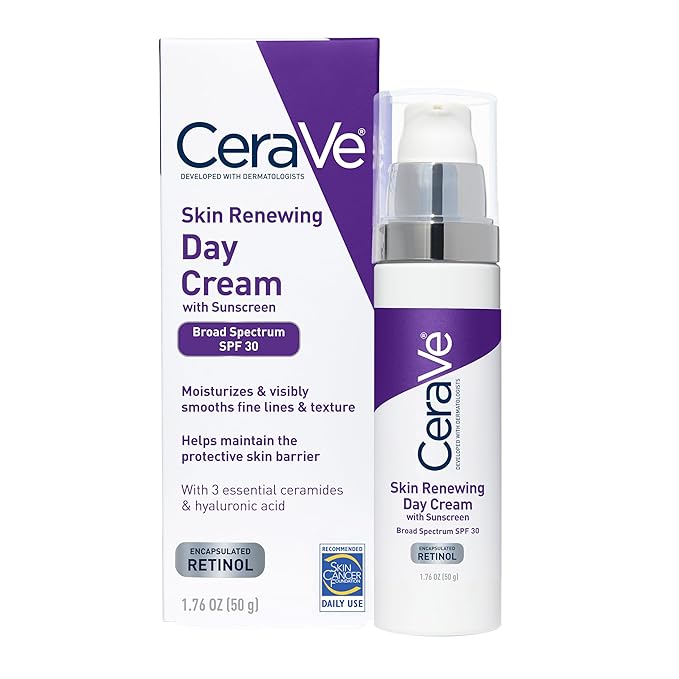 CeraVe Anti-Aging Face Cream SPF 30, Anti-Wrinkle Retinol Cream with Hyaluronic Acid and Ceramides, 1.76 oz
