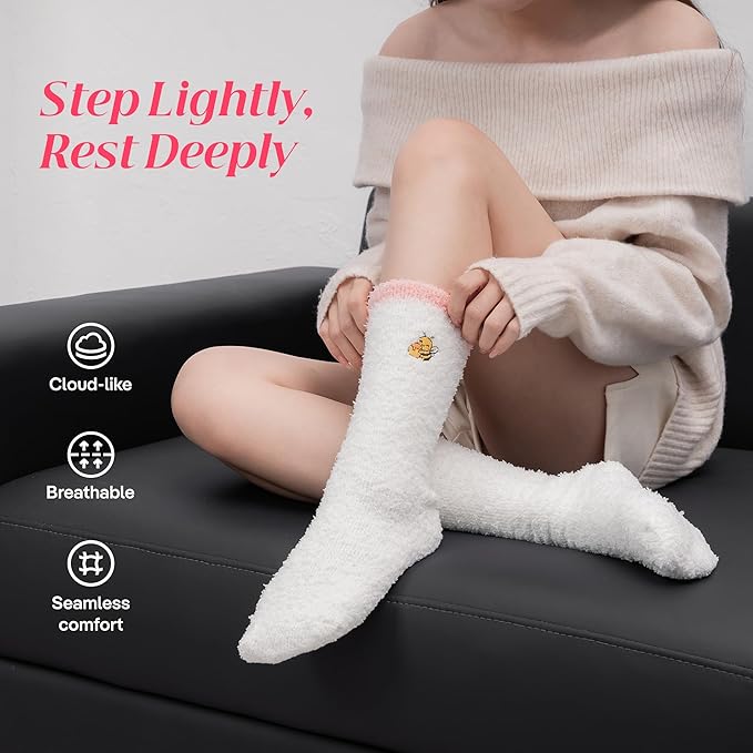 CoolMate GLOBAL Fuzzy Socks for Women Gift Box, Cozy, Soft, Comfy & Cloud-Like Socks, Plush, Durable for Spa, Home