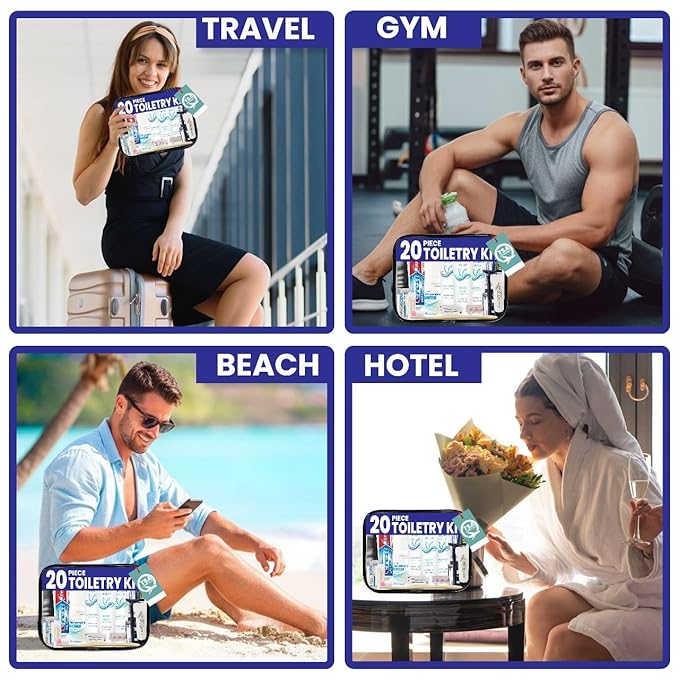 Trektote Bulk Hygiene Kit For Men And Women – (5 Pack) 20 Piece Set Of Travel Size Toiletries, TSA Compliant, Bulk Travel Essentials, Includes Shampoo And Conditioner, Body Wash, Toiletry Bag & More