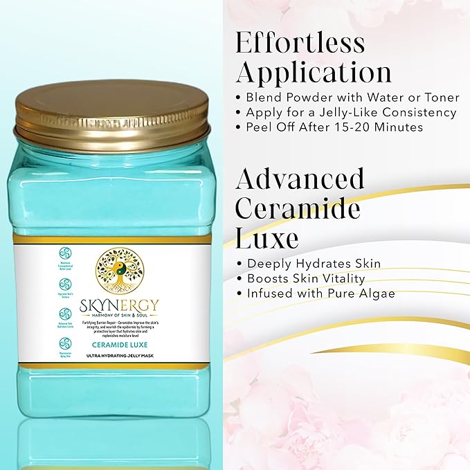 Ceramide Luxe Jelly Masks - Professional Grade HydroGlo for facials professional Peel Off Face Mask for Skin Hydration, Reduced Wrinkles, Fine Lines, Inflammation & Pigmentation | 30 fl oz |