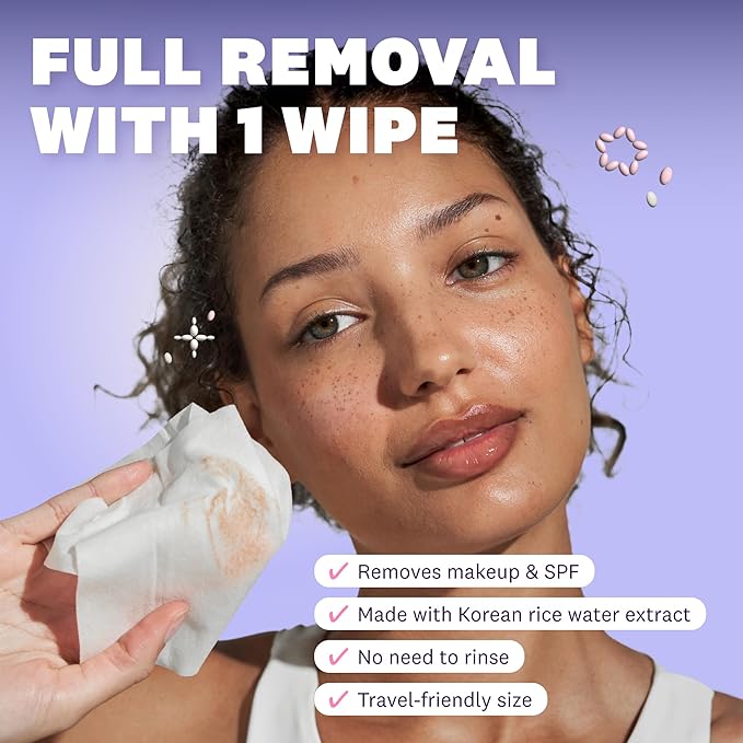 THE FACE SHOP X GLAMZILLA Rice Water Bright Cleansing Wipes On-the-Go Bundle for Face, Moisturizing, Infused with Rice Extract, Cleansing Facial Wipes, 25 Count (Pack of 3)