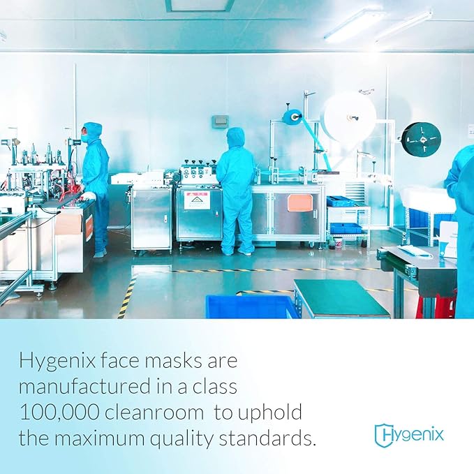 Hygenix Level 3 Procedure 3Ply Disposable Face Masks – ≥98% Filtration, Fluid Resistant, Made in USA (50 Pack)