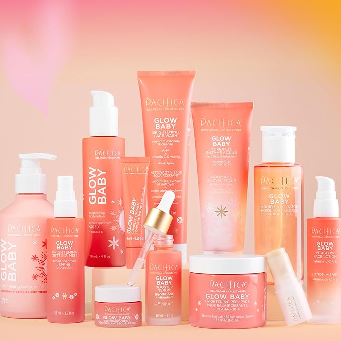 Pacifica Beauty Glow Baby Brightening Face Wash Set, Skincare, Face Cleanser, Exfoliator, AHA, Even Skin Tone, VItamin C, Vanilla, Sulfate and Paraben Free, Vegan, 5 fl oz Each (Set of 2)