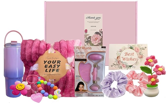 9PCS Birthday Gifts for Women Spa Care Package, Unique Self Care Get Well Soon Gifts Basket, Gift Set for Women After Surgery, Best Birthday Gift for Wife Grandma Friend Sister Her