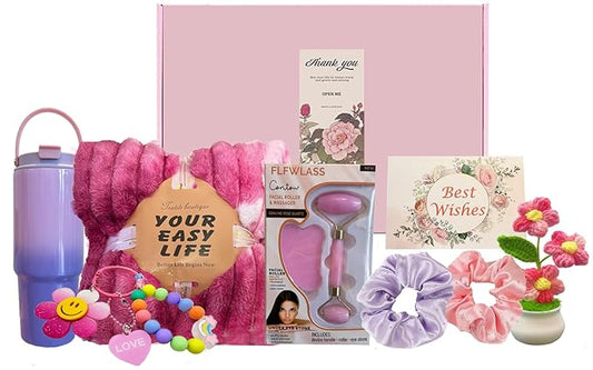 9PCS Birthday Gifts for Women Spa Care Package, Unique Self Care Get Well Soon Gifts Basket, Gift Set for Women After Surgery, Best Birthday Gift for Wife Grandma Friend Sister Her