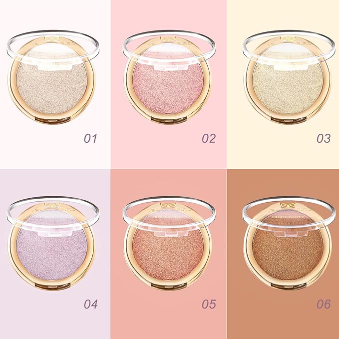 YOUNG VISION Pressed Powder Highlighter, Baked Natural Glow Contour Powder & Face Highligher, Cruelty-Free, Shimmer Highlighting Makeup for Face, Eye, Eyeshadow, Body, Skin (Cinnamon)