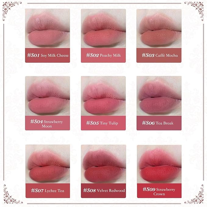 Flower Knows Strawberry Rococo Cloud Lip Cream,Velvety Matte Liquid Lipstick,Pink Lipstick,Long Lasting Lip Stain,Kiss-proof Blurred Lipstick for Girls&Women,0.12 Fl Oz(S04 Strawberry Moon)