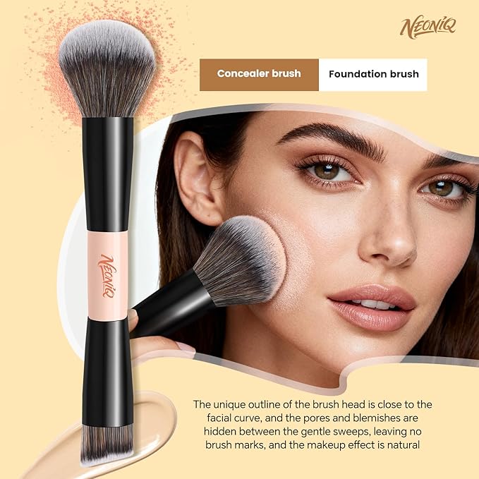 10 PCS Foundation Contour Conceal Brush Set With Bag, Makeup Brushes, Double-End Multi-functional Brushes for Foundation Powder Blush Eyeliner Eyeshadows, Professional Face Brush Set（Pink）