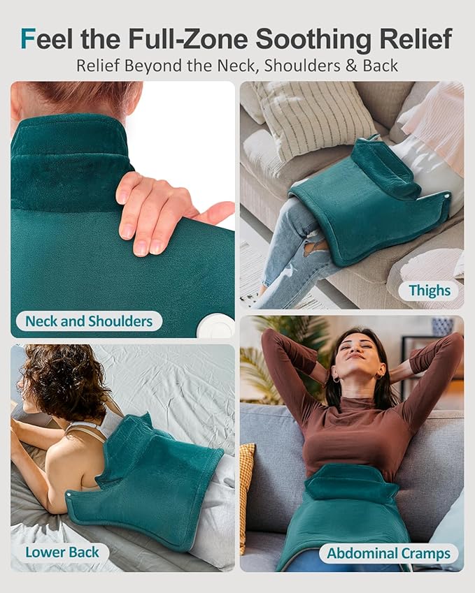 Heating Pad for Neck Shoulders Back Pain Relief, Birthday Gifts for Women Men Seniors, Moist Heated Pad Neck Wrap Warmer for Mon Dad, Christmas Stocking Stuffers for Her Wife Husband, Blue