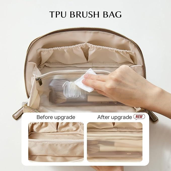EACHY Travel Makeup Bag,Large Capacity Cosmetic Bags for Women,Waterproof Portable Pouch Open Flat Toiletry Bag Pattern Makeup Bag