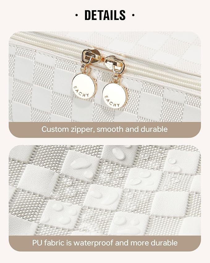 EACHY Travel Makeup Bag,Large Capacity Cosmetic Bags for Women,Waterproof Portable Pouch Open Flat Toiletry Bag Pattern Makeup Bag