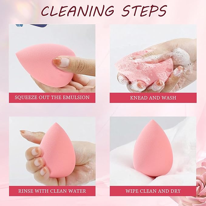 6 Pieces New Makeup Sponge Set Micro Porous Low Absorption, Latex Free, Wonder Beauty Blenders, Suitable For Powder Cream and Liquid, Super Soft Beauty Cosmetics