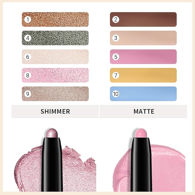 Erinde Waterproof Eyeshadow Stick, Cream Eye Shadow Stick, Long-Lasting, Crease-Proof, Cream to Powder Buildable & Blendable Eye Shadow Pencils Crayon, Vegan & Cruelty-Free, 10 Cornflower