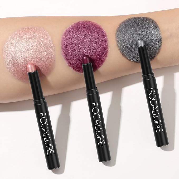 FOCALLURE 3PCS Cream Eyeshadow Stick Sets,Matte and Shimmer Eye Brightener, High Pigmented Crease-proof Pencil,Long Lasting Eye Shadow Highlighter Makeup,Cinnamon Night