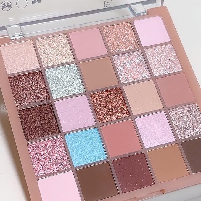 Eyeshadow Palette, 25 - Shades Matte & Shimmer Finishes, Glitter Pigment Eye Makeup, Blendable Powder Cream, Rich Color Selection, Cruelty Free, Professional-01#