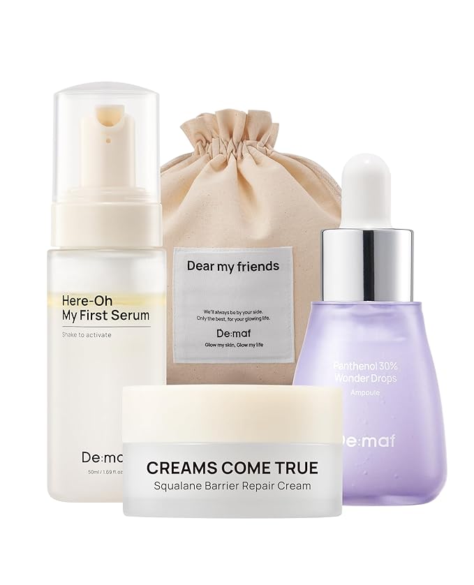 De:maf Welcome Kit Skincare Set, 3 Essential Skincare Products with a Travel Pouch