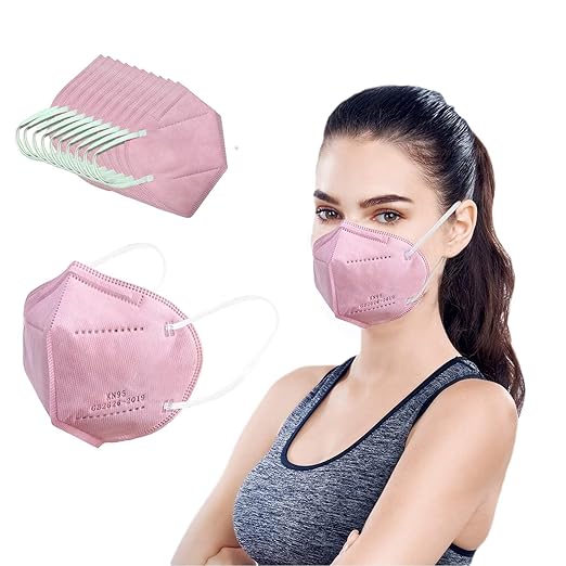 KN95 Face Masks 100 PCS, 5-Ply KN95 Pink Masks,Breathable Protection Masks, Individually Wrapped, Cup Dust Safety Mask