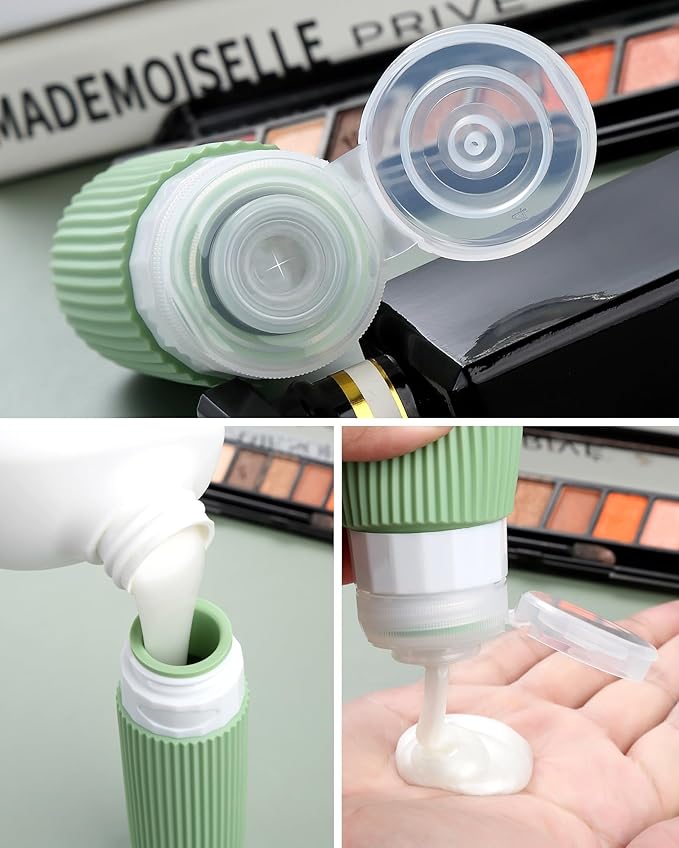 Travel Bottles for Toiletries 8 Pack, Tsa Approved Travel Size Toiletries 3 oz, Travel Containers for Toiletries, with Clear Bag, Leak Proof Silicone Squeezable Travel Essentials Creams Jars