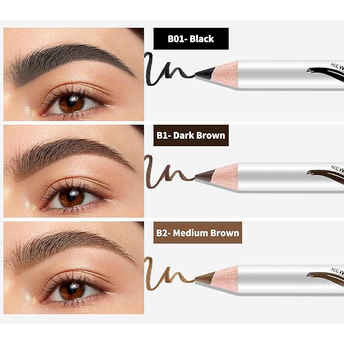 Boobeen 12 Packs Eyebrow Pencils with Soft Brush 2-in-1 Natural Waterproof Eyebrow Pen Long-lasting Brows Makeup, Black Eye Brow Pencil Set Eye Brow Liners