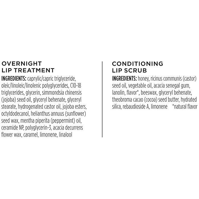 Burt's Bees Conditioning Lip Scrub and Overnight Intensive Lip Treatment, With Ceramides, Exfoliates and Hydrates Lips 8 Hours, Natural Origin, 2 Jars, 0.25 oz