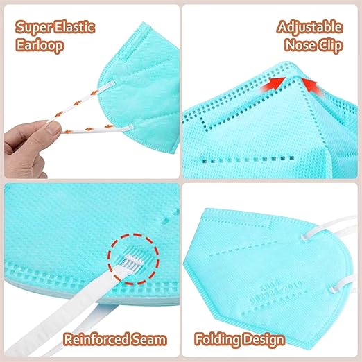 KN95 Face Masks 100 PCS, 5-Ply KN95 Blue Masks,Breathable Protection Masks, Individually Wrapped, Cup Dust Safety Mask