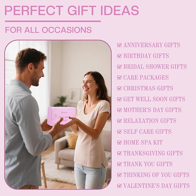 Spa Gifts for Women, Bath Gift Baskets, Birthday Relaxing Spa Self Care Gifts for Women, Home Rose Bath Shower Care Package, Thank You Gift for Woman Mom Her Sister Wife Aunts Friends Coworker