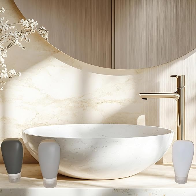 Travel Bottles for Toiletries, TSA Approved 3oz Leak Proof Silicone Refillable Squeeze Travel Size Containers BPA Free for Cleansers, Lotions, Shampoo 3-pk (Black-Gray-White)