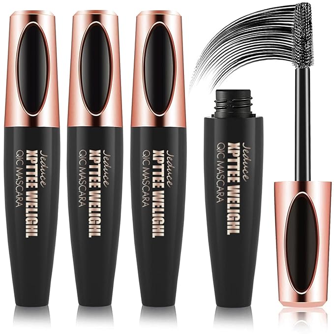 4D Silk Fiber Lash Mascara Extension - Voluminous Fiber Mascara - Waterproof & Smudge-Proof - Long-Lasting, No Flaking, No Clumping - All Day Exquisitely Full (3 Packs)