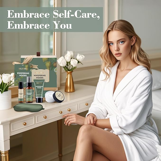 Unique Spa Gift Baskets for Women, Birthday Gifts for Women Mom Wife, 5 Pcs Relaxing Self Care Gifts Set, Ideal Anniversary Christmas Gifts for WIfe Mom Sister Friends Daughter