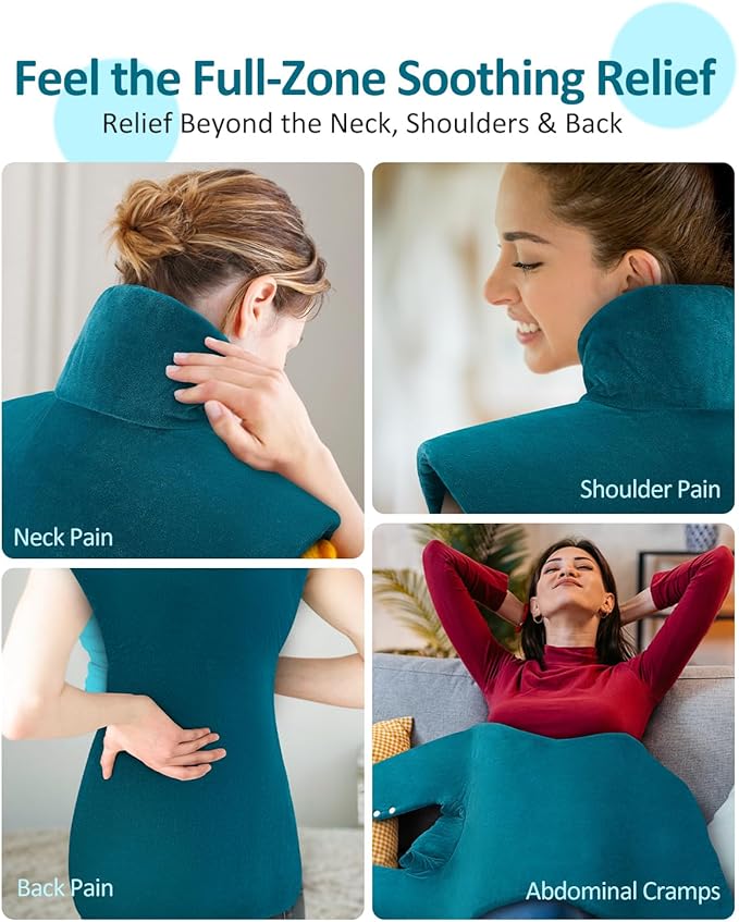Heating Pad for Neck Shoulders Back Pain Relief, Electric Extra Large Heated Wrap for Full Body Relax, Dry/Moist Heat Pad, Christmas Birthday Gifts for Women Mom Grandma, Stocking Stuffers for Adults