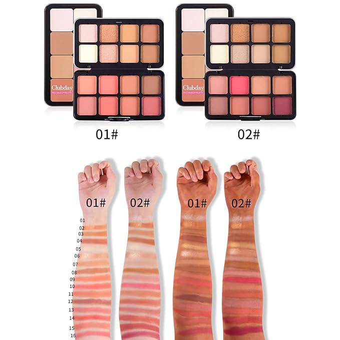 Blush Palette, 16 Colors Highlighter Blush Powder Makeup, Long-Wearing, Smudge Proof, Natural-Looking, Blendable Cruelty-Free Matte Finish, Cream Contour Palette and Blush Palette Face Makeup