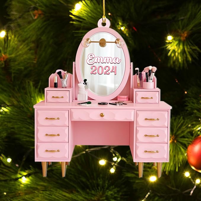 Personalized Makeup Tools Ornament – Custom Beauty Christmas Tree Decoration, Holiday Keepsake Gift for Makeup Artists, Cosmetologists, Beauty Lovers, Salon Owners, Families and Coworkers (MKH9)