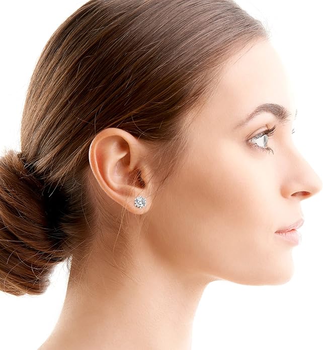Earrings for Women, Gifts for Wife Mom, 0.6 carat-3 carat Moissanite Stud Earrings, Anniversary Jewelry Present for Wife, Birthday Gifts