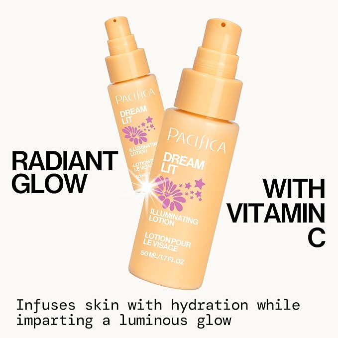 Pacifica Dreamlit Illuminating Facial Lotion – Vitamin C & Niacinamide Brightening Moisturizer for Radiant Glow - Natural Dewy Finish Hydrates & Minimizes Pores - Lightweight Daily Face Cream, Vegan