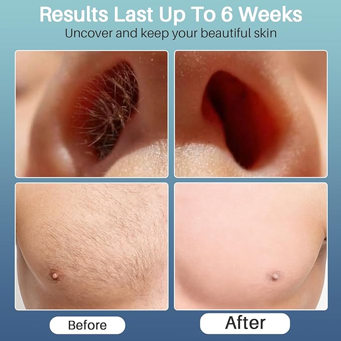 BLITZWAX Back and Nose Waxing Kit for Men, Hard Wax Warmer for Brazilian, Body and Face, At Home Hair Removal Kit, Beginner Friendly, Quick Heating, 93 Accessories, Blue Waves