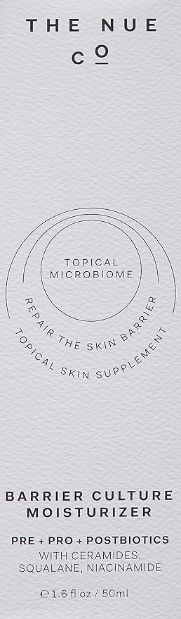 The Nue Co. BARRIER CULTURE MOISTURIZER, Hydrates Skin, pre- and probiotic with Ceramides, Peptides, Niacinamide and Squalane, For All Skin Types, Vegan, Gluten Free, 1.69 fl oz