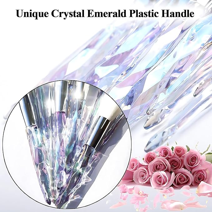 Kingtree Makeup Brushes Set, 10PCS Crystal Makeup Brushes Premium Synthetic Powder Foundation Concealer Eye Shadow Brush, Professional Face Eye Make Up Brushes for Girls Women