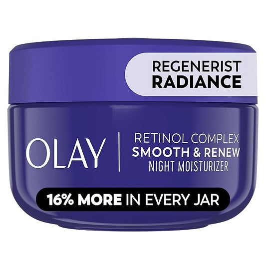 Olay Regenerist Retinol Face Moisturizer, Smooth & Renew Cream for Women, Fragrance-Free - Anti-Aging, Anti-Wrinkle, Fine Lines, Tightening, Brightening - Recyclable Eco Jar, Non-Greasy, 2 Oz