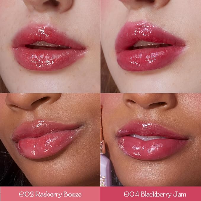 Flower Knows Violet Strawberry Rococo Gift Box Set,7 Pack Makeup Box with Mirror,Lip Gloss×2+Blush×2+Blush Brush×1+Hair Clip×1+Gift Box×1,Perfect Makeup Gift for Girls & Women