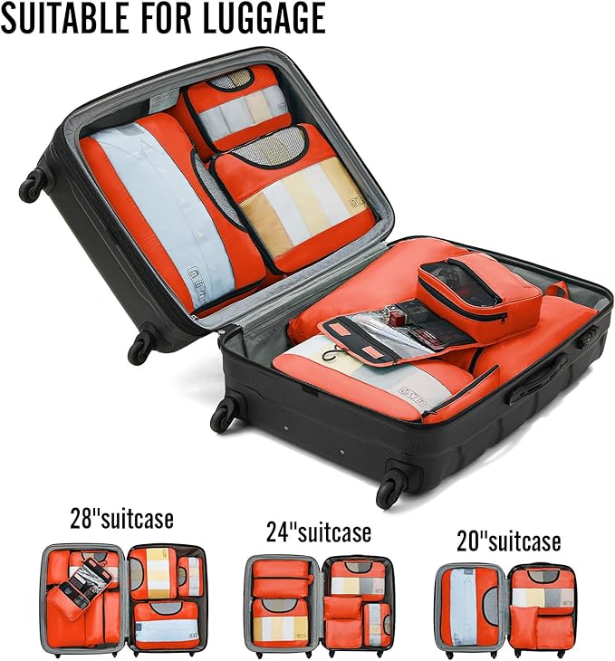 Veken 8 Set Packing Cubes for Travel Essentials, Suitcase Organizer Bags in 4 Sizes, Carry-On Luggage Accessories with Large Laundry & Hanging Toiletry Bag, Must-Have for Airplane, Road Trip & Camping