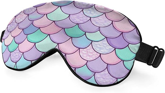 Mermaid Scales Eye Mask Sleeping Mask Pink Purple Blue Green Scales Marine Life Sleep Masks Silky Soft Eye Cover for Women Men Shading Blindfold for Air Travel Sleeping
