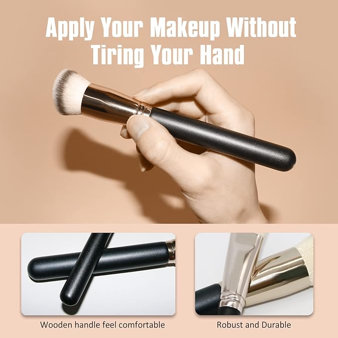 Makeup Brushes, Raffaello 3Pcs Foundation Brushes for Liquid Makeup, Professional Kabuki Foundation Brushes Set for Blending Liquid Cream Flawless Powder Cosmetics Buffing Stippling Concealer